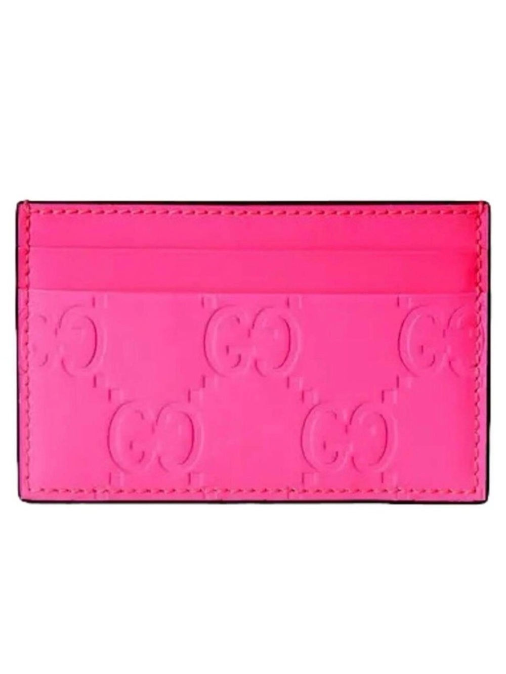 Gucci Neon Pink Embossed GG Card Holder